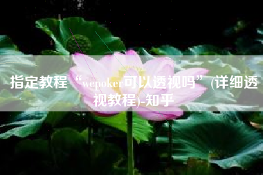 指定教程“wepoker可以透视吗”(详细透视教程)-知乎