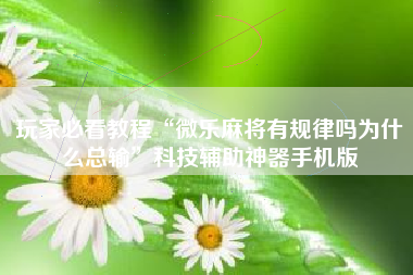 玩家必看教程“微乐麻将有规律吗为什么总输”科技辅助神器手机版