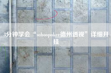 3分钟学会“sohoopoker德州透视”详细开挂