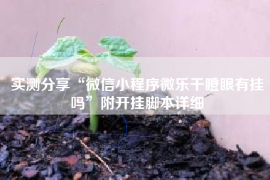 实测分享“微信小程序微乐干瞪眼有挂吗”附开挂脚本详细