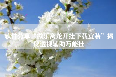 软件分享“微乐窝龙开挂下载安装”揭秘透视辅助万能挂