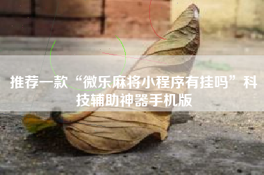 推荐一款“微乐麻将小程序有挂吗”科技辅助神器手机版