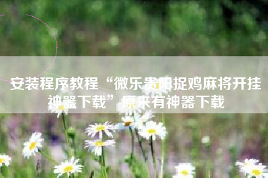 安装程序教程“微乐贵阳捉鸡麻将开挂神器下载”原来有神器下载