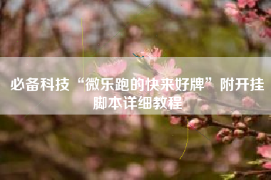 必备科技“微乐跑的快来好牌”附开挂脚本详细教程