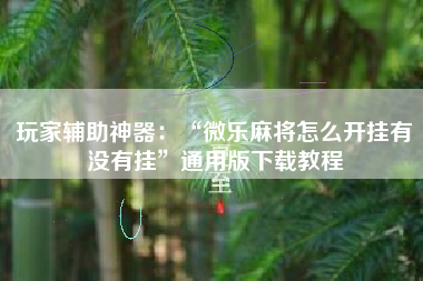 玩家辅助神器：“微乐麻将怎么开挂有没有挂	”通用版下载教程