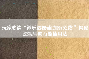 玩家必读“微乐透视辅助器(免费)	”揭秘透视辅助万能挂用法