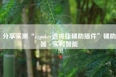 分享实测“agpoker透视挂辅助插件”辅助器 - 实时智能