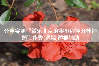 分享实测“微乐北京麻将小程序开挂神器”作弊(透视)透视辅助