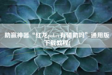 助赢神器“红龙poker有辅助吗	”通用版下载教程!