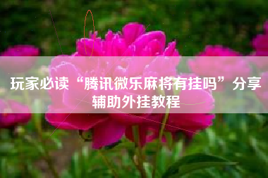 玩家必读“腾讯微乐麻将有挂吗	”分享辅助外挂教程