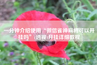 一分钟介绍使用“微信雀神麻将可以开挂吗	”(透视)开挂详细教程