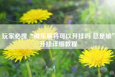 玩家必搜“微乐麻将可以开挂吗 总是输”开挂详细教程