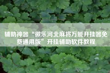 辅助神器“微乐河北麻将万能开挂器免费通用版	”开挂辅助软件教程
