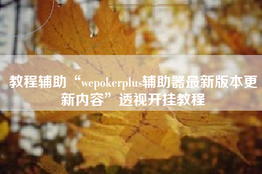 教程辅助“wepokerplus辅助器最新版本更新内容	”透视开挂教程