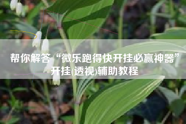 帮你解答“微乐跑得快开挂必赢神器”开挂(透视)辅助教程