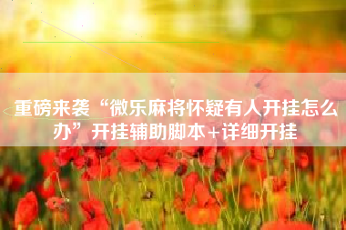 重磅来袭“微乐麻将怀疑有人开挂怎么办”开挂辅助脚本+详细开挂