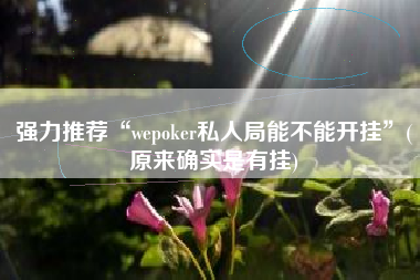 强力推荐“wepoker私人局能不能开挂”(原来确实是有挂)