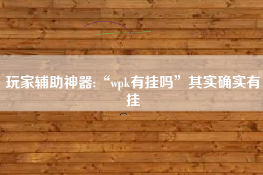 玩家辅助神器:“wpk有挂吗	”其实确实有挂