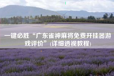 一键必胜“广东雀神麻将免费开挂器游戏评价”(详细透视教程)