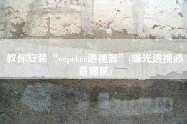 教你安装“wepoker透视器	”(曝光透视必备猫腻)