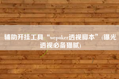 辅助开挂工具“wepoker透视脚本	”(曝光透视必备猫腻)