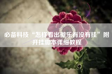 必备科技“怎样看出微乐有没有挂”附开挂脚本详细教程