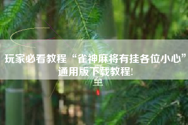 玩家必看教程“雀神麻将有挂各位小心”通用版下载教程!