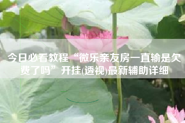 今日必看教程“微乐亲友房一直输是欠费了吗”开挂(透视)最新辅助详细