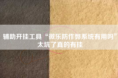 辅助开挂工具“微乐防作弊系统有用吗	”太坑了真的有挂