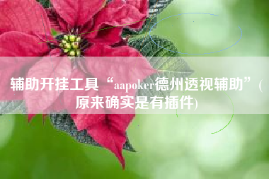 辅助开挂工具“aapoker德州透视辅助”(原来确实是有插件)