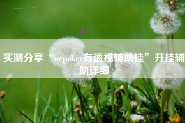 实测分享“wepoker有透视辅助挂”开挂辅助详细 实测分享“wepoker有透视辅助挂”开挂辅助详细