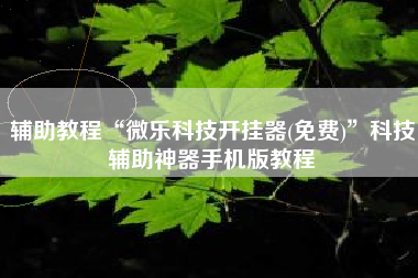 辅助教程“微乐科技开挂器(免费)	”科技辅助神器手机版教程