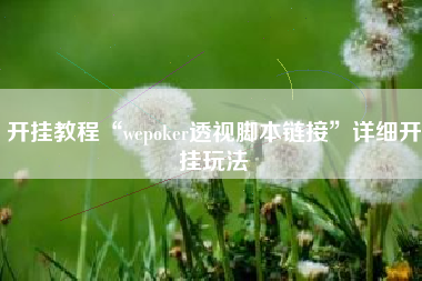 开挂教程“wepoker透视脚本链接”详细开挂玩法