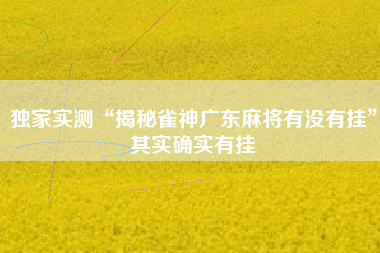 独家实测“揭秘雀神广东麻将有没有挂”其实确实有挂