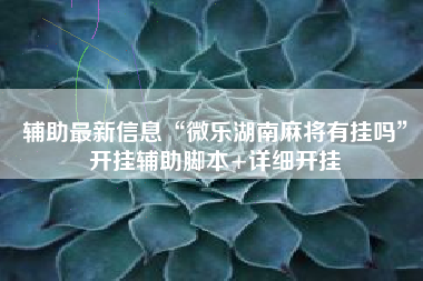 辅助最新信息“微乐湖南麻将有挂吗”开挂辅助脚本+详细开挂