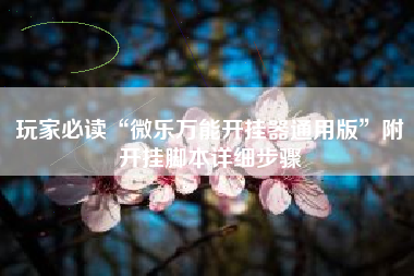 玩家必读“微乐万能开挂器通用版”附开挂脚本详细步骤