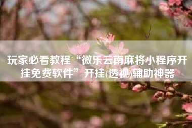 玩家必看教程“微乐云南麻将小程序开挂免费软件”开挂(透视)辅助神器