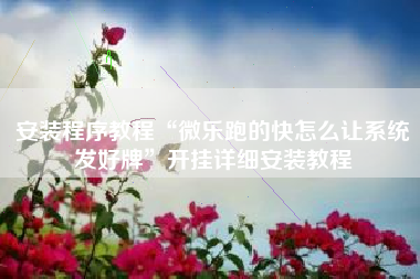 安装程序教程“微乐跑的快怎么让系统发好牌”开挂详细安装教程