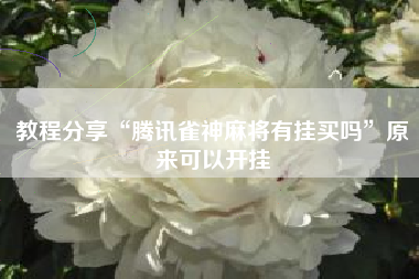 教程分享“腾讯雀神麻将有挂买吗	”原来可以开挂