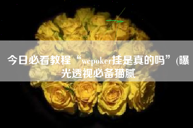 今日必看教程“wepoker挂是真的吗	”(曝光透视必备猫腻