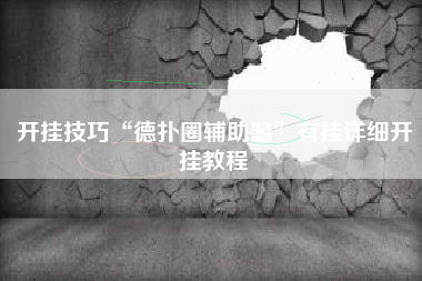 开挂技巧“德扑圈辅助器”有挂详细开挂教程