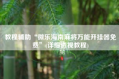 教程辅助“微乐海南麻将万能开挂器免费”(详细透视教程)