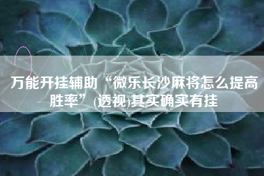 万能开挂辅助“微乐长沙麻将怎么提高胜率	”(透视)其实确实有挂