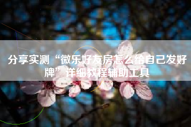 分享实测“微乐好友房怎么给自己发好牌”详细教程辅助工具