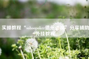 实操教程“sohoopoker德州透视	”分享辅助外挂教程