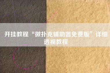 开挂教程“微扑克辅助器免费版”详细透视教程