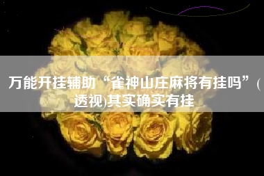 万能开挂辅助“雀神山庄麻将有挂吗	”(透视)其实确实有挂