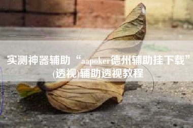 实测神器辅助“aapoker德州辅助挂下载”(透视)辅助透视教程