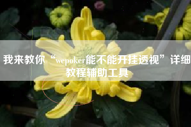 我来教你“wepoker能不能开挂透视”详细教程辅助工具