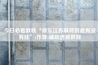 今日必看教程“微乐江苏麻将到底有没有挂”(作弊)辅助透视教程